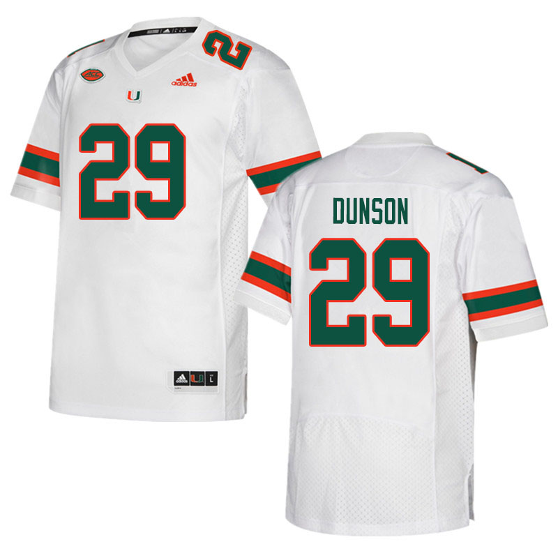 Men #29 Isaiah Dunson Miami Hurricanes College Football Jerseys Sale-White - Click Image to Close